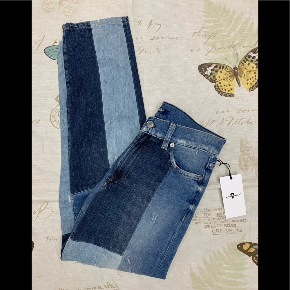 7 for all mankind‎ indigo patches denim jeans NWT